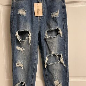 Tall Blue Riot Ripped Mom Jeans